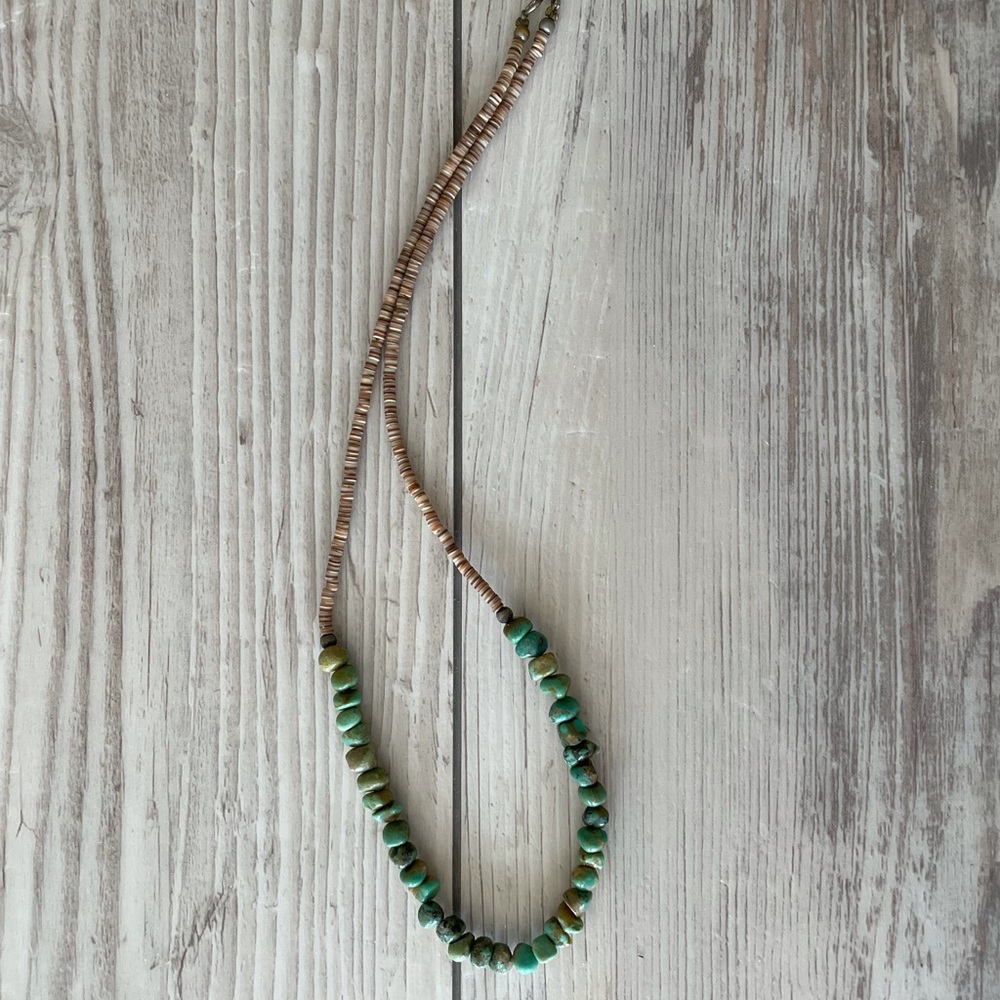 Old Pawn Native American Green Turquoise & Heishi
